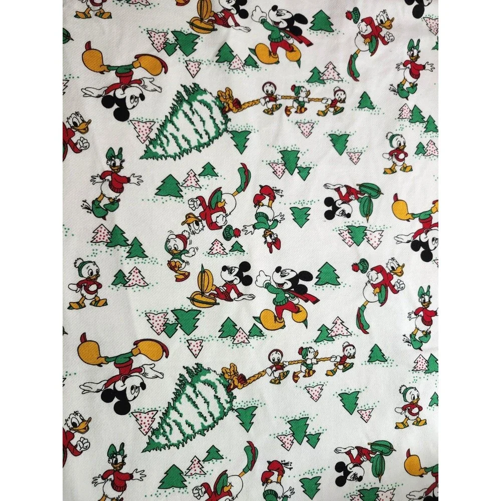 Vintage Disney Christmas Fabric 2 Yards Mickey Donald Peter Pan Cotton Blend